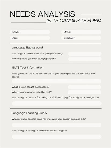 Image result for Needs Analysis Example