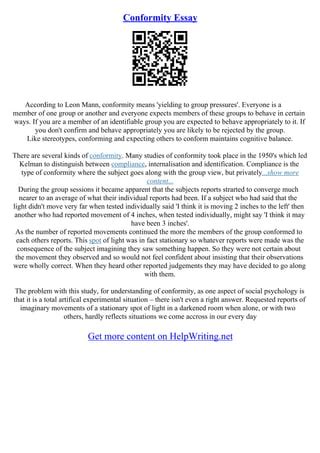 Conformity Essay Examples 的图像结果
