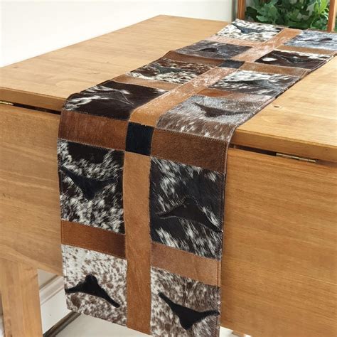 Natural Cowhide Patchwork Table Runner | Handmade Cowhide Table Runner ...