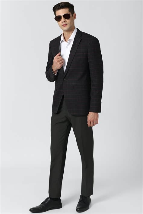 Buy Men Black Check Slim Fit Formal Blazer Online - 628003 | Peter England