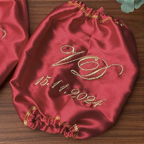 Elegant Satin Maroon Chooda Cover with 1 Line Text | Chotteylal and So ...