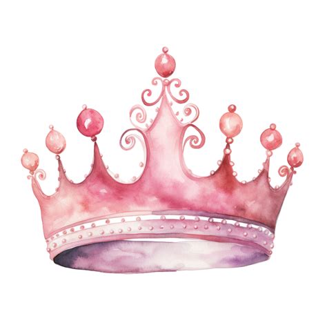 Watercolor pink princess crown isolated. Illustration 25037385 PNG