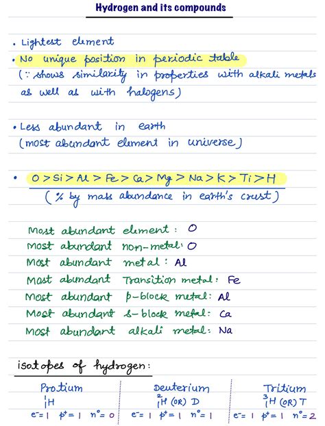 SOLUTION: Hydrogen and its compounds notes - Studypool