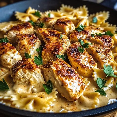 Creamy Cajun Chicken Bowtie Pasta Skillet