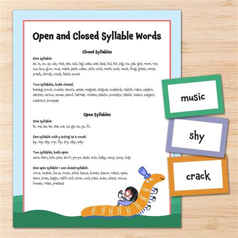 Open and Closed Syllable Words (Teaching Ideas + Free Printable ...