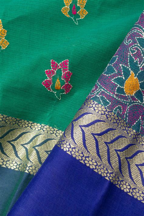 Exclusive Kantha Embroidery Saree - Fusion of Kantha Embroidery ...