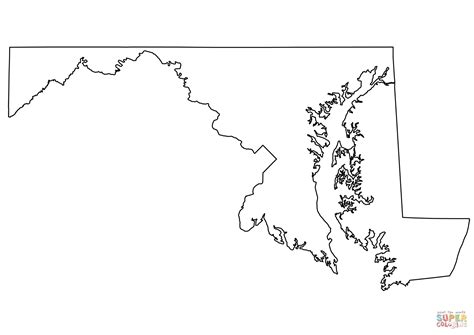 Outline Map of Maryland coloring page | Free Printable Coloring Pages