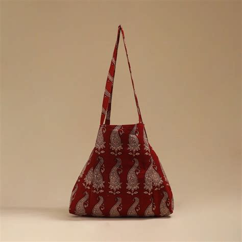 Red Handcrafted Fabric Jhola Bag