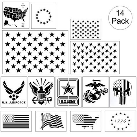 REOLAN Reusable American Flag Stencil Set - 14 Pack with 50 India | Ubuy
