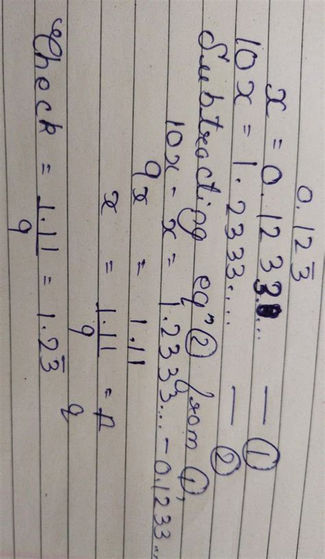 Express 0.123 (Bar-on 3) In The Form Of P/Q, Where P And Q Are Integers ...