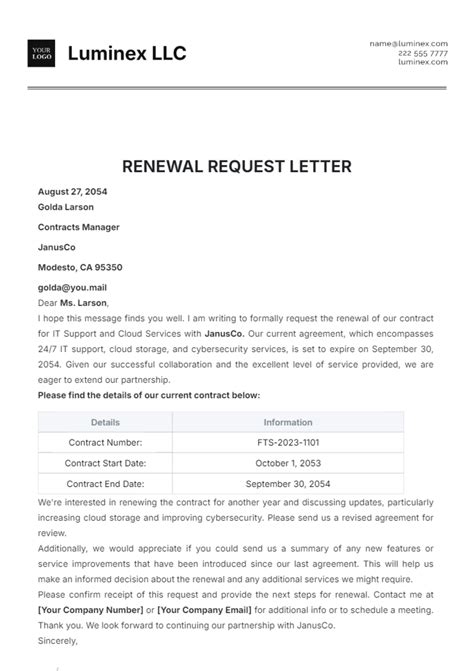 Free Renewal Letter Templates, Editable and Printable