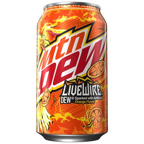 Mountain Dew, LiveWire, Dew Sparked With Artificial Orange Flavor ...