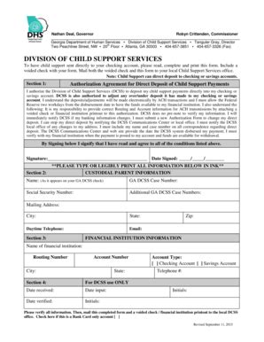 Fillable Online dcss dhs georgia DIVISION OF CHILD SUPPORT SERVICES ...