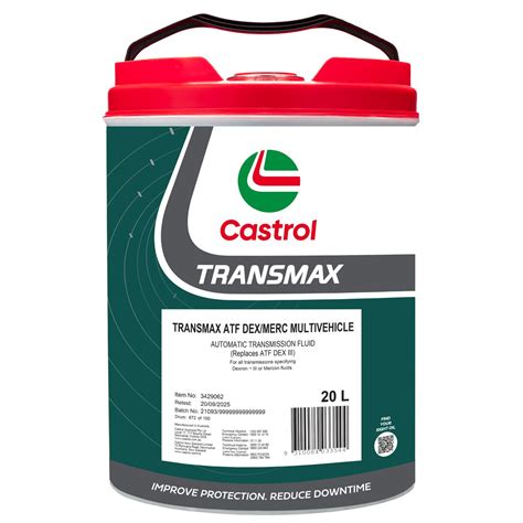 Castrol Transmax ATF Dex/Merc Multivehicle 20L - 3429062 - Transmission ...