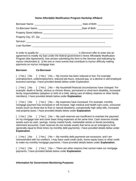 Home Affordable Modification Program Hardship Affidavit - Fill Out ...