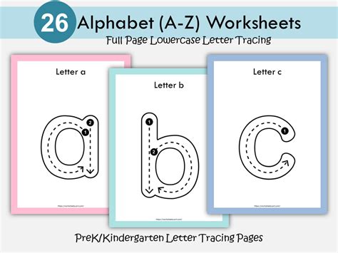 Lowercase Alphabet Tracing Worksheets | Full Page Letter Tracing a-z ...