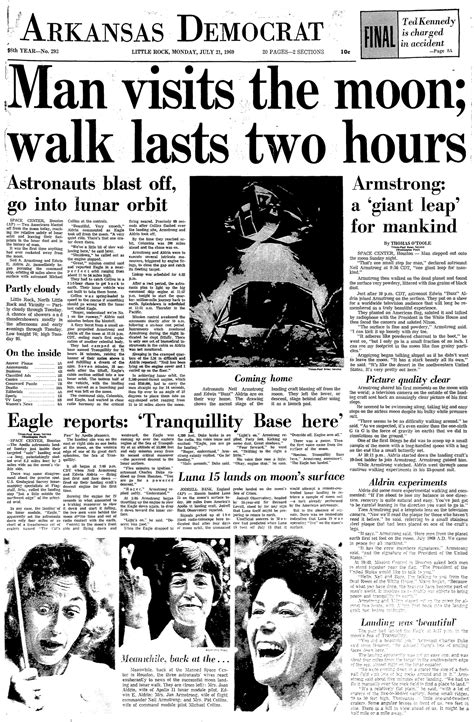 Democrat, Gazette front pages day after moon landing | Democrat ...