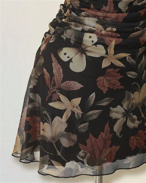 Vintage Maple Leaf Floral Print Pleated Mini Dress – Littlebox India