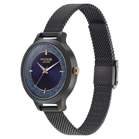 Buy Online Poze by Sonata Quartz Analog Blue Dial Leather Strap Watch ...