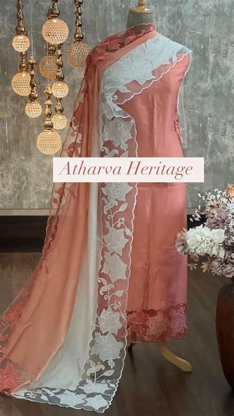 ATHARVA Applique Embroidery Salwar Kameez/Chanderi Cut-Work Shirt & Du ...