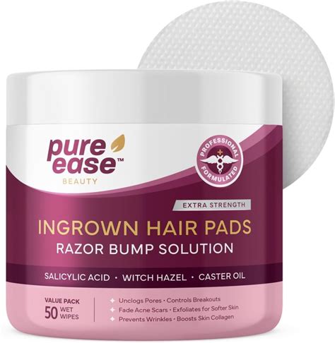 Amazon.com: Ingrown Hair Treatment Pads - 50 Wet Wipes for Razor Bumps ...