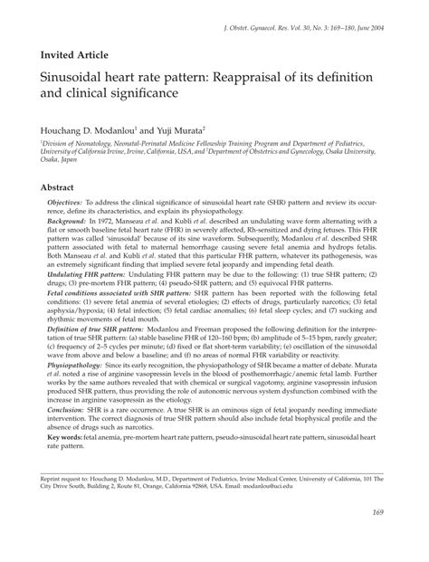 (PDF) Sinusoidal fetal heart rate pattern: Its definition and clinical ...