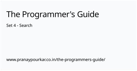 Set 4 - Search | The Programmer's Guide