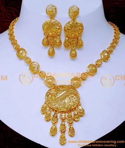 Buy Latest Necklace Design Gold Tone Forming Gold Necklace with Earring ...