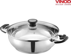 VINOD Stainless Steel Durban Kadhai 24 cm diameter with Lid 2.7 L ...