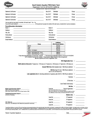 Fillable Online sea-y South Eastern Aquatics YMCA Swim Team ...