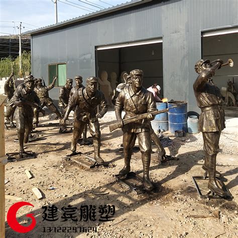 红军人物雕像制作玻璃钢部队的文化铸铜浮雕抗战户外落地雕塑定制_曲阳艺雕园林雕塑