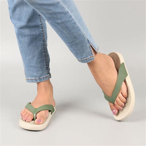 Buy Indifeet Olive Green Comfortable Acupressure Flipflops Online