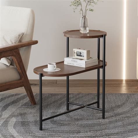 17 Stories Small Coffee Tables 2-Tier Modern Sofa Side Table With Wood ...