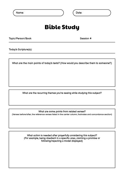 Free Printable Worksheets For Bible Study