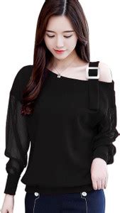 Velmita Casual Full Sleeve Solid Women Black Top - Buy Velmita Casual ...