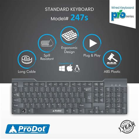 ProDot ProSeries KB-247s USB Wired Keyboard I Plug & Play Technology I ...