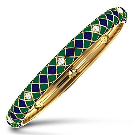 Buy CaratLane Enamel 18K Yellow Gold and Diamond Bangle Online at Low ...