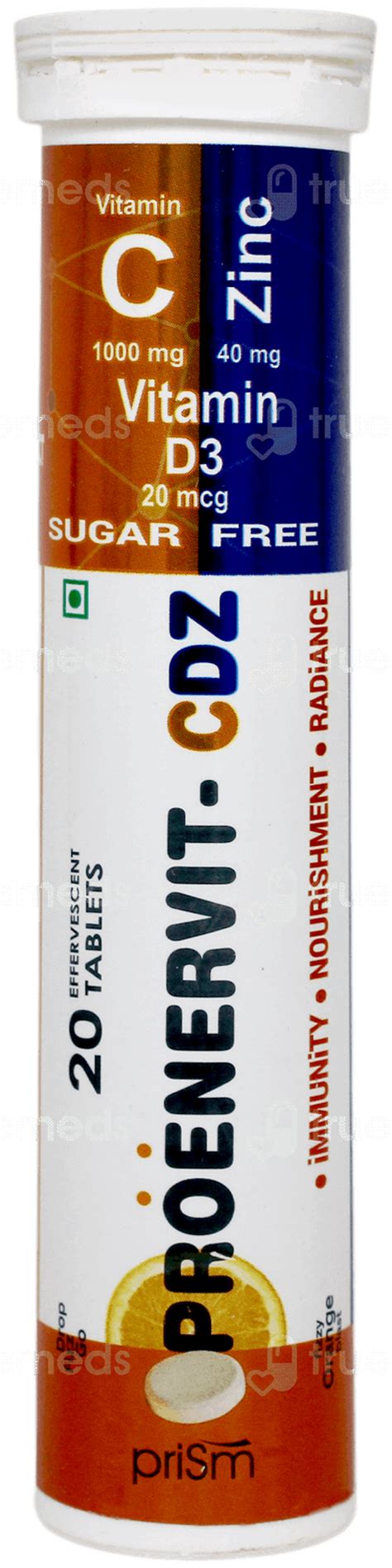 Proenervit Cdz Sugar Free Orange Flavour Effervescent Tablet 20 - Uses ...