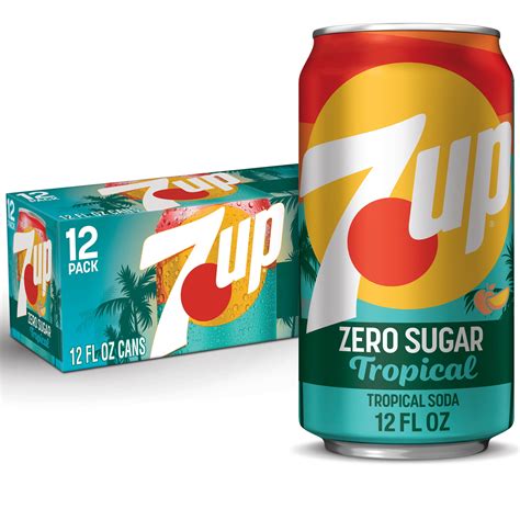 7UP Tropical Zero Sugar Caffeine Free Lemon Lime Mango Peach Soda Pop ...
