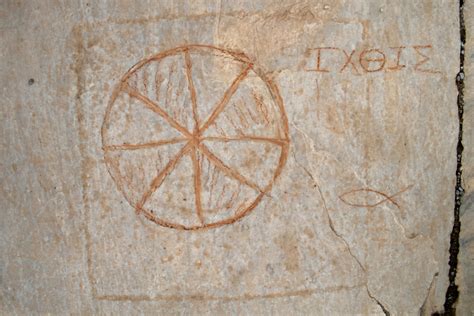 Ancient christian symbols are sketched on stone. photo – Free Greece ...