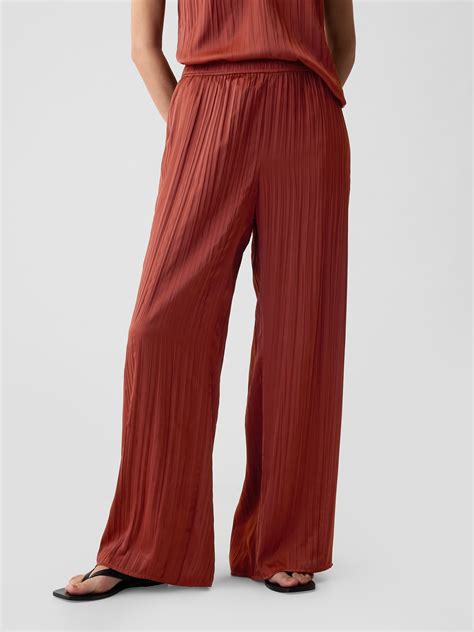 Crinkle Texture Satin Pants | Gap