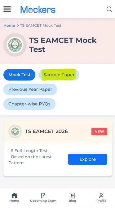 TS EAMCET Sample Papers with Solutions Free Online Test