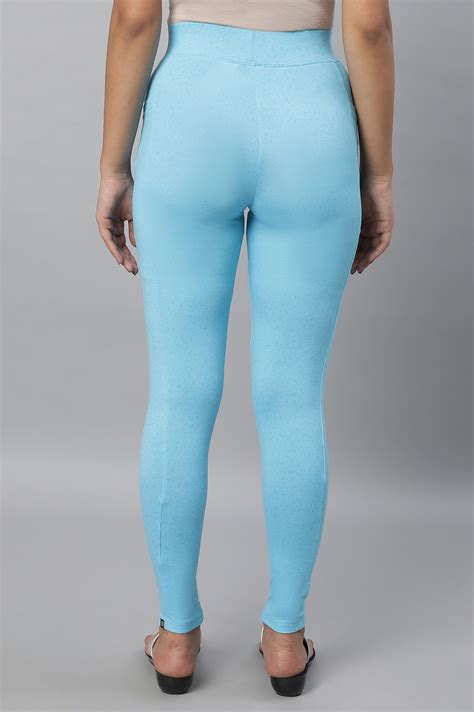 Buy Blue Printed Skinny Fit Yoga Tights With Elasticated Waist Online ...