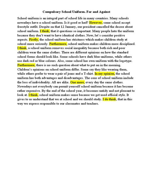 Image result for School Uniform Exposition Text