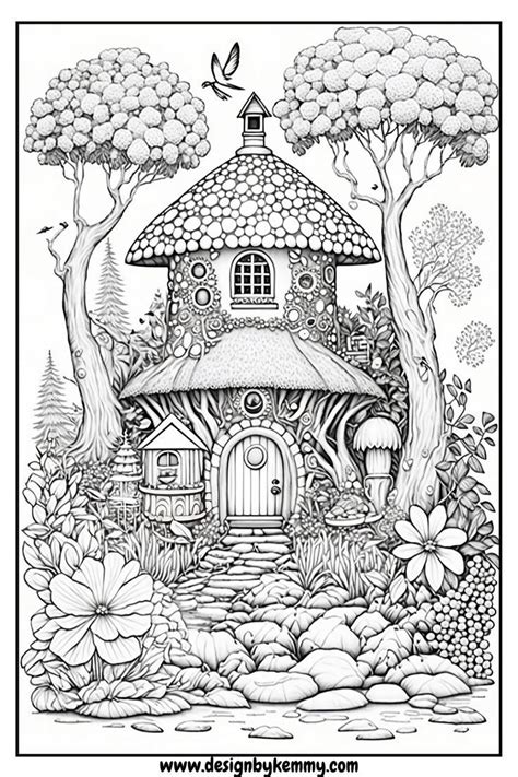 Free Printable Fairy House Coloring Page - Printable New Year Banners