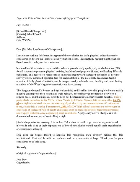 Letter Of Support Example