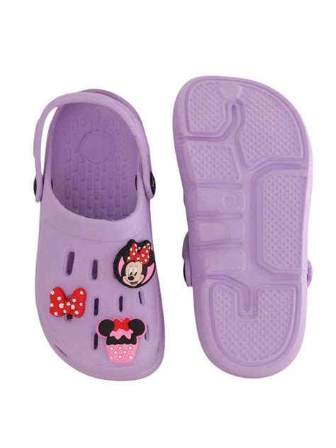 Girls' Minnie Mouse Purple Clogs with Bow & Cupcake Charms – Yellow Bee ...