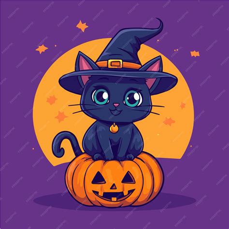 Cute halloween cat Cartoon vector Icon Illustration | Premium AI ...