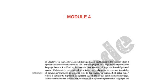 BCS515B Module 4: Advanced Logic and Representation Techniques - Studocu