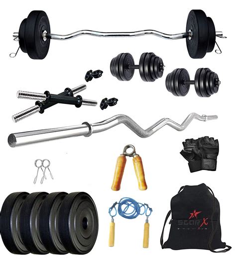 StarX PVC 12 Kg Home Gym Combo with 3 Feet Rod and Accessories : Amazon ...